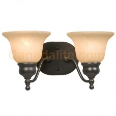 Galaxy-lighting - 700802DBC - Dover Collection - 2-Light Vanity - Dark Brown Copper w/ Tea Stain Marbled Glass