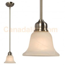 Galaxy-lighting - 800801BN/MB - Dover Collection - 1-Light Mini Pendant w/6",12",18" Extension Rods - Brushed Nickel w/ White Marbled Glass