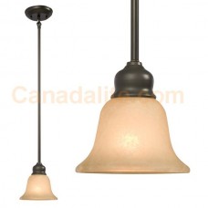 Galaxy-lighting - 800801DBC - Dover Collection - 1-Light Mini Pendant w/6",12",18" Extension Rods - Dark Brown Copper w/ Tea Stain Marbled Glass