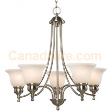 Galaxy-lighting - 800805BN/MB - Dover Collection - 5-Light Chandelier - Brushed Nickel w/ White Marbled Glass