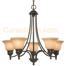 Galaxy-lighting - 800805DBC - Dover Collection - 5-Light Chandelier - Dark Brown Copper w/ Tea Stain Marbled Glass