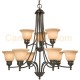 Galaxy-lighting - 800809DBC - Dover Collection - 9-Light Chandelier - Dark Brown Copper w/ Tea Stain Marbled Glass