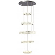 Galaxy-lighting - L919607CH - Estella Collections - LED 5-Tier Crystal Ring Chandelier - Polished Chrome Finish with  K9 Crystals - Dimmable - 96W LED 4000K