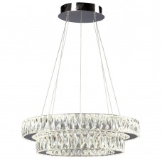 Galaxy-lighting - L919605CH  - Estella Collections - LED 2-Tier Crystal Ring Pendant - Polished Chrome Finish with K9 Crystal- Dimmable - 52W LED 4000K 