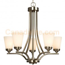 Galaxy-lighting - 810753BN - Franklin Collections - 5-Light Chandelier - Brushed Nickel with White Glass