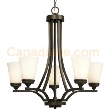 Galaxy-lighting - 810753ORB - Franklin Collections - 5-Light Chandelier - Oiled Rubbed Bronze with White Glass