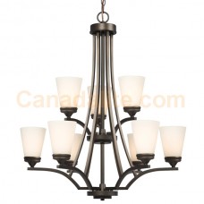 Galaxy-lighting - 810756ORB - Franklin Collections - 9-Light Chandelier - Oiled Rubbed Bronze with White Glass