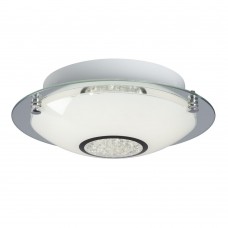 Galaxy-lighting - 619483CH - Michio I Collections - 2-Light Flush Mount - Polished Chrome Finish with White Glass and Clear Crystal Accents - A15 Bulbs - E26 Base - 12-3/8" D (2L)