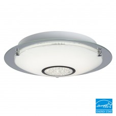 Galaxy-lighting - L619484CH016A1 - Michio I Collections - LED Flush Mount - Polished Chrome Finish with White Glass and Clear Crystal Accents - 16.8W LED 3000K - 16-3/8" D (3L)