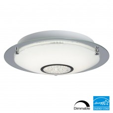 Galaxy-lighting-L619484CH024A1D-Michio I Collections-LED Flush Mount-White Glass and Clear Crystal Accents-Dimmable - 24W LED 3000K-16-3/8" D (3L)