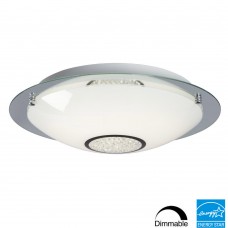 Galaxy-lighting-L619485CH024A1D-Michio I Collections-LED Flush Mount-White Glass and Clear Crystal Accents-Dimmable - 24W LED 3000K-20-5/8" D (4L)