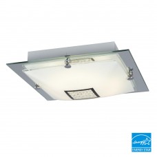 Galaxy-lighting-L620193CH010A1- Michio III Collections-LED Flush Mount-White Glass/Crystal Accents-10.8W LED 3000K (2L)