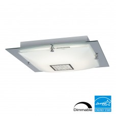 Galaxy-lighting-L620194CH024A1D- Michio III Collections-LED Flush Mount-White Glass/Crystal Accents-Dimmable-24W LED 3000K (3L)