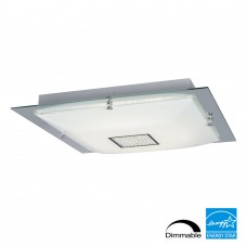 Galaxy-lighting-L620195CH024A1D- Michio III Collections-LED Flush Mount-White Glass/Crystal Accents-Dimmable-24W LED 3000K (4L)