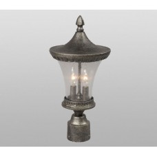Galaxy-Lighting - 300138AS -2-Light Outdoor Cast Aluminum Post Lantern - Antique Silver w/ Clear Seeded Glass