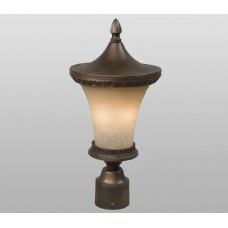 Galaxy-Lighting - 300148FC -2-Light Outdoor Cast Aluminum Post Lantern - Flemish Copper w/ Tea Stain Glass