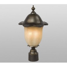 Galaxy-Lighting - 300169ABZ -2-Light Outdoor Cast Aluminum Post Lantern - Antique Bronze w/ Tea Stain Glass