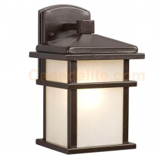 Galaxy-Lighting - 314480BZ -1-Light Outdoor Wall Mount Lantern - Bronze with Frosted Seeded Glass