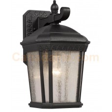 Galaxy-Lighting - 320270BK -1-Light Outdoor Wall Mount Lantern - Black with Clear Seeded Glass