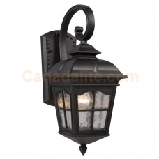 Galaxy-Lighting - 320286BK -1-Light Outdoor Wall Mount Lantern - Black with Clear Water Glass