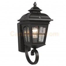 Galaxy-Lighting - 320387BK -1-Light Outdoor Wall Mount Lantern - Black with Clear Water Glass