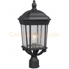 Galaxy-Lighting - 320373BK -1-Light Outdoor Post Lantern - Black with Clear Seeded Glass