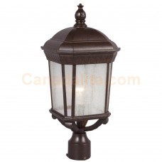 Galaxy-Lighting - 320373BZ -1-Light Outdoor Post Lantern - Bronze with Clear Seeded Glass