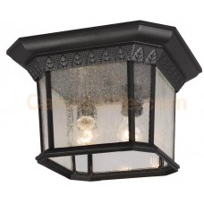 Galaxy-Lighting - 320379BK - 2-Light Outdoor Flush Mount Ceiling Lantern - Black with Clear Seeded Glass