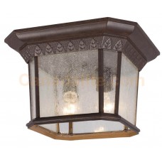Galaxy-Lighting - 320379BZ - 2-Light Outdoor Flush Mount Ceiling Lantern - Bronze with Clear Seeded Glass