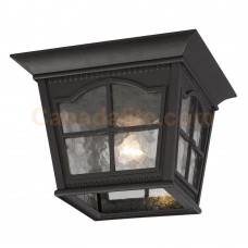 Galaxy-Lighting - 320389BK - 1-Light Outdoor Flush Mount Ceiling Lantern - Black with Clear Water Glass