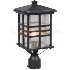 Galaxy-Lighting - 320393BK -1-Light Outdoor Post Lantern - Black with Clear Seeded Glass