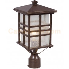 Galaxy-Lighting - 320393BZ -1-Light Outdoor Post Lantern - Bronze with Clear Seeded Glass