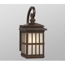 Galaxy-Lighting - 320440BZ -1-Light Outdoor Wall Mount Lantern - Bronze with Frosted Seeded Glass