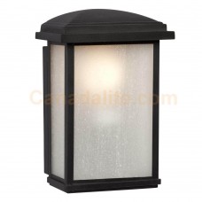 Galaxy-Lighting - 320690BK -1-Light Outdoor Wall Mount Lantern - Black with Frosted Seeded Glass