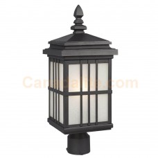 Galaxy-Lighting - 320543BK -1-Light Outdoor Post Lantern - Black with Frosted Seeded Glass