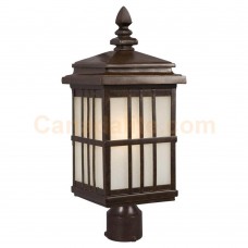 Galaxy-Lighting - 320543BZ -1-Light Outdoor Post Lantern - Bronze with Frosted Seeded Glass