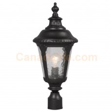 Galaxy-Lighting - 320583BK -1-Light Outdoor Post Lantern - Black with Clear Water Glass