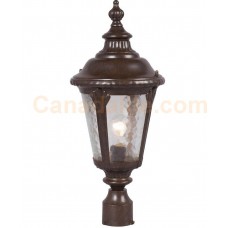 Galaxy-Lighting - 320583BZ -1-Light Outdoor Post Lantern - Bronze with Clear Water Glass