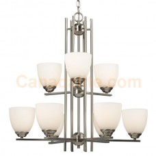 Galaxy-lighting - 813026BN - Paxton Collection - 9-Light Chandelier -Brushed Nickel with Satin White Glass