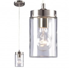 Galaxy-lighting - 919854BN - Quentin Collections - 1-Light Mini Pendant - Brushed Nickel Finished with Clear Glass Shade 