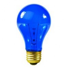 100W A19  Medium Base E26 - Incandescent Bulbs - Transparent Blue  (100A19/TB)