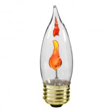 3W - Clear - CA11 Bent-tip Flicker-Flame -  Medium Base E26 - 3CA11/MED/FLK