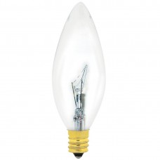 25W - Clear - B10 Candle bulb - European Candelabra (E14) Base - 25B10/CL/E14