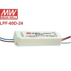 LPF-60D-24 Meanwell LED Driver - 24V 60W - LPF-60D Series - IP67 - 24V Constant Voltage