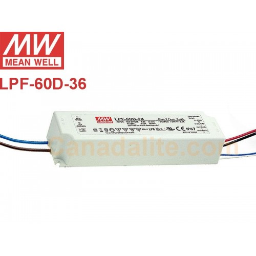 60.12W 36V 1.67A IP67 Rated Constant Voltage LED Lighting Power Supply