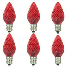 Sunlite 80702-SU - L3C7/LED/R/6PK - LED C7 Bulb - Red - 0.4W - Candelabra (E12) Base - Pack of 6 Bulbs**Discontinued and Not Available **