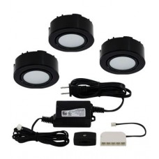 Liteline UCP-LED3-BK - LED 3-Puck Light Kit -  Black - 1.8 Watt / Puck - 3000K/Warmwhite - 105 Lumens / Puck - 120 Degree Flood - 50,000 Life Hours