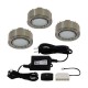 Liteline UCP-LED3-MN- LED 3-Puck Light Kit - Matte Nickel - 1.8 Watt / Puck - 3000K / Warmwhite - 105 Lumens / Puck - 120 Degree Flood - 50,000 Life Hours