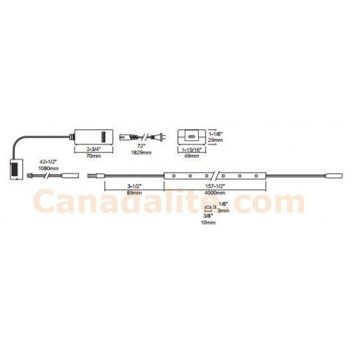 Liteline LEDTPK-4M-WW LED Indoor/Outdoor Flexible Tape Light Kit 12V 4-Meters Warm White