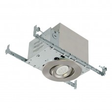 Energy Star 4" LED  Recessed Combos - New Construction Insulated Ceiling Housing - Brushed Nickel Gimbal Trim -  PAR16 LED - 6W -  Warmwhite / 3000K - RC40518R3-LED-EW-BN - 120V- Liteline